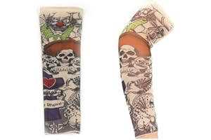 VOSO 2 Pcs Fake Nylon Kid Temporary Fake Tattoo Sleeves Arm Stockings Goth Punk Cool Child (Clown)