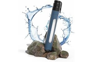 Joypur Filtro dell'acqua per esterni con finestrella di sopravvivenza – Filtro dell'acqua personale con capacità di filtro da 3000 l, filtro acqua potabile per attività all'aperto (Blu)