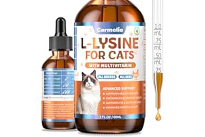 CARMELIE L-Lysine Supplement for Cats - Immune & Respiratory Support for Feline Health - Promotes Eye Function, Reduces Sneezing & Runny Nose - Natural Defense Boost - Roast Chicken Flavor, 60ML