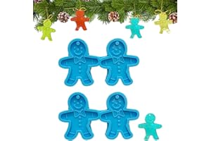 UTEFIF 2PCS Weihnachts-Silikonformen, Weihnachten Resin,DIY Gießform Harz Silikonformen für Weihnachtskugeln Weihnachtsbaum Deko（Form von Lebkuchenmann）