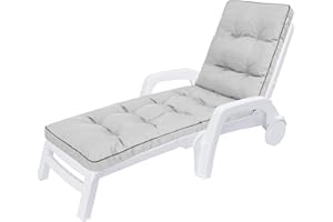 HOBBYGARDEN Nakładki na leżak ogrodowy, 201 x 55 x 8 cm, wygodna poduszka na leżak, popielaty