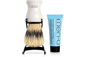 men-ü BARBIERE PURE BRISTLE SHAVING BRUSH (WHITE) – Traditional shaving brush set from Italy with pure bristles. A great introductory shaving brush. Includes 15ml SHAVE CREAM tube.