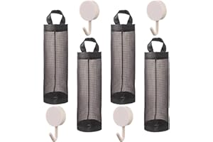 CZFDCK 4 Pcs Carrier Bag Storage, Plastic Bag Holder, Carrier Bag Holder With Adhesive Hooks, Suitable For Kitchen Laundry Room Bathroom Coat Cabinet Convenient And Durable (4 White Hooks)