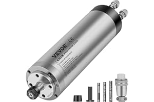 VEVOR Kit Moteur de Broche CNC Refroidissement par Eau 1,5kW Vitesse 8000-24000 tr/min Dissipation de Chaleur par Ventilateur 220V-250V Battement de 0,005mm pour Machine de Gravure Bois Pierre Métal