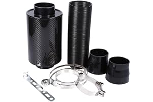 JADESHAY Air Intake Filter,Car 3" Carbon Fibre Cold Air Filter Feed Enclosed Intake Induction Pipe Hose Kit
