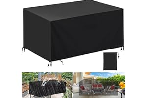 HRSMTY Funda para Muebles de Jardín, Rectangular Cubierta Mesa Jardín Resistente Desgarro 420D Oxford Impermeable protección contra el frío Anti-UV, Funda Protectora Silla