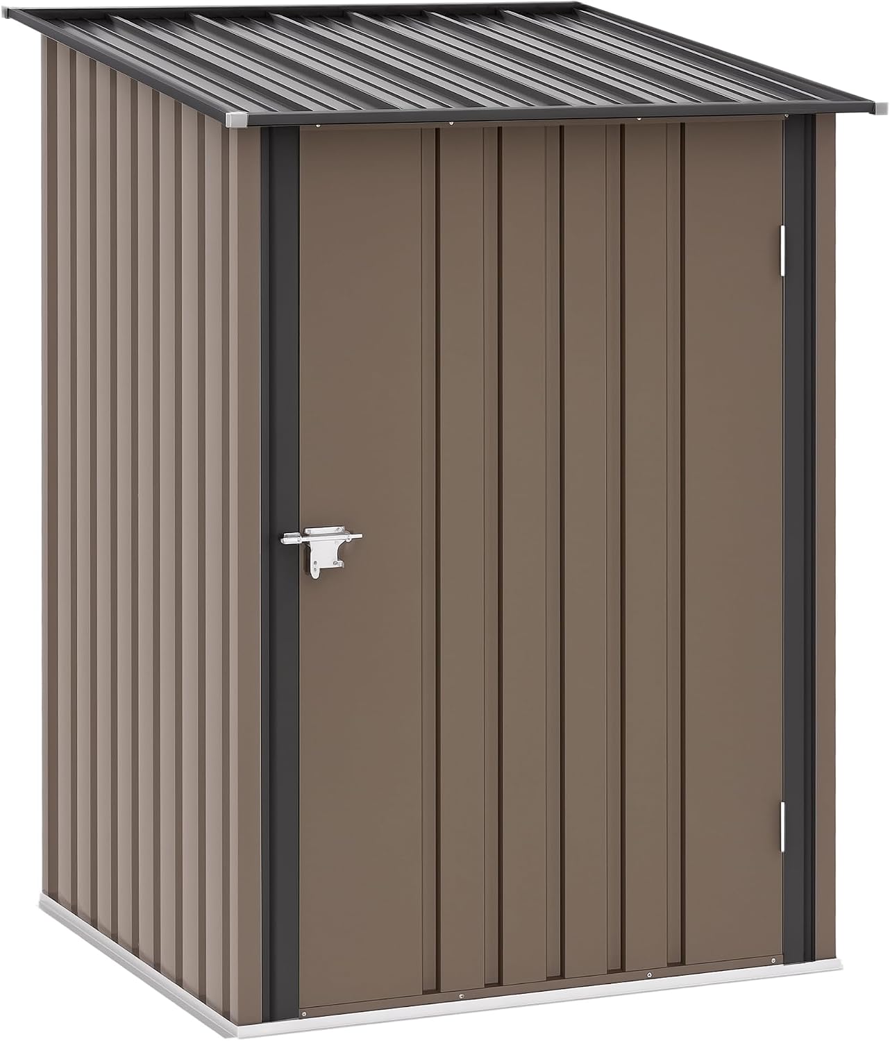 Outsunny Cobertizo de Jardín Exterior 0,92 m² 100x103x160 cm Caseta de Jardín Exterior Metálica con 1 Puerta y Cerradura para Almacenamiento de Herramientas para Patio Terraza Marrón