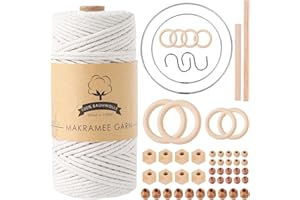 COKACA Makramee Set für Anfänger, Makramee Garn 3mm x 100m Enthält DIY Set 50 Makramee Zubehör für Makramee Wandbehang Blumenampel Vorhang Deko Schlüsselanhänger