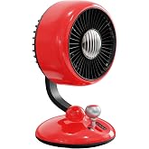 Juo Q3 120&deg; Salınımlı 3 Kademeli LED Işıklı Şarjlı Masa&uuml;st&uuml; Fan Vantilat&ouml;r Retro Kırmızı