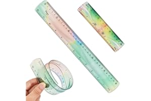 NAAPESI 2 Pièces Règle Pliante en Plastique, 30 cm 15cm Flexible Set Règle Multicolore, Kit de Règle Flexible Transparent, mit Inches Outil de Règle à Mesurer, pour Bureau École Papeterie Étudiants