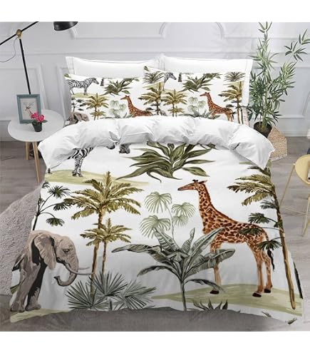 Housse De Couette 150x200 Cm Motif Guépard 3D - Parure De Lit 1 Personne Microfibre Avec 2 Taies D'oreiller 65x65 Cm - Déco Chambre Moderne