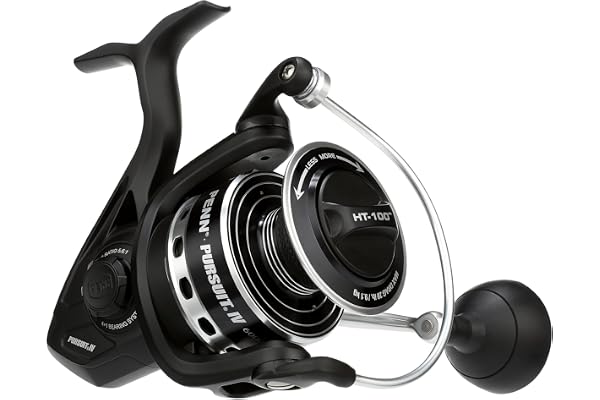 Penn Pursuit IV Moulinet de pêche en mer – Moulinet de pêche en Eau salée – Moulinet de leurre pour Une Utilisation Polyvalente, Bateau, Kayak, Rivage, Noir argenté