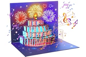 Omgpeike Birthday Card, Musical & Light Happy Birthday Cards for Women Men Husband Wife Kids, Premium 3D Pop Up Greeting Cards Birthday Gifts For Mom Dad Daughter Sister Friends Son