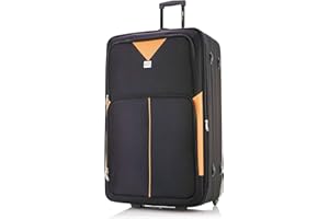 ATX LUGGAGE EST. 1991 ATX Luggage Suitcase Extra-Large Expandable Durable Lightweight Suitcases with 2 Wheels and Built-in 3 Digit Combination Lock (Black/Orange, 32 Inches, 134 Liters)