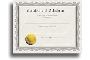 DESKTOP PUBLISHING SUPPLIES Certificate of Achievement Certificate Paper with Embossed Gold Foil Seals - 30 Pack - Parchment Award Certificates for Students, Teachers, Employees - 8.5" x 11" Inkjet/Laser Printable