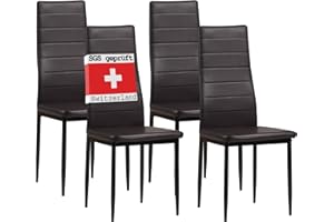 ‎ALBATROS ALBATROS Esszimmerstühle 4er Set Milano, Braun - Edles Italienisches Design, Kunstleder-Bezug, bequemer Polsterstuhl - SGS geprüft - Moderner Küchenstuhl, Stuhl Esszimmer