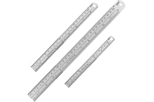 TELOOCO 3 Piezas Regla de Acero Inoxidable 15/20/30 cm Reglas de Metal Plata Regla Milimétrica con Escala de Pulgadas y Centímetros Medición de Precisión Regla de Metal para Escuela y Oficina