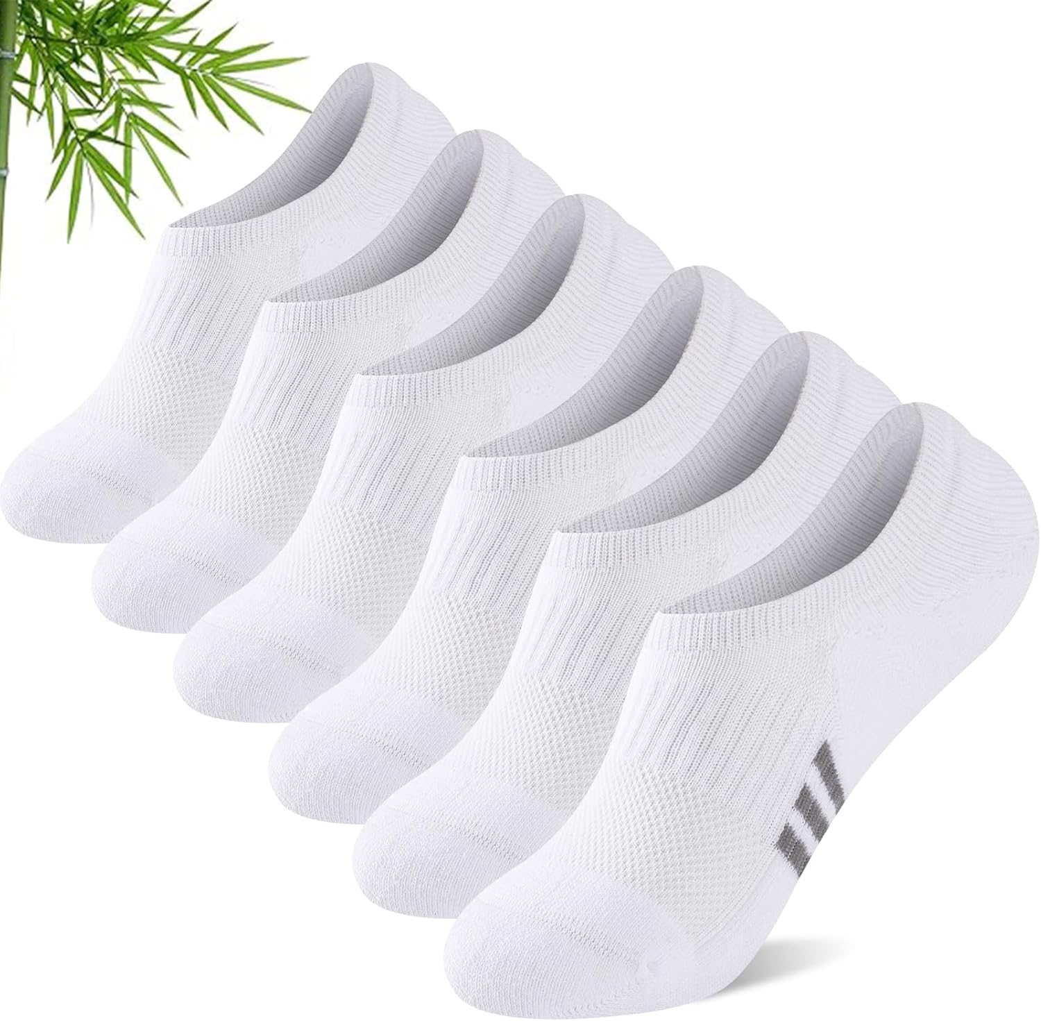 Calcetines Invisibles de Bambú para Mujer, Calcetine Deportivos de Caña Baja y Acolchados, Calcetines Tobilleros Antideslizantes y Absorbentes del Sudor, Tallas 35-38 y 39-42