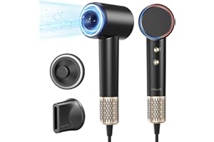 ANLAN 2400W Secador Pelo Iónico, 3min Secador Rápido, 100 Millones Ionico,100/S Control De La Temperatura,Adecuado Para Cabello Liso,Negro