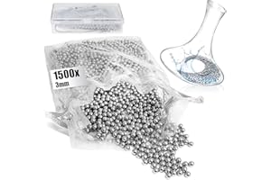 com-four® 1500x perlas de limpieza de acero inoxidable con caja - bolas de limpieza para botellas, decantadores de vino, jarras de vacío y tazas térmicas (1 pieza (1500 3 mm))