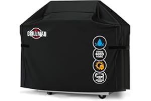 Grillman Premium Copertura per Barbecue, Copertura per Barbecue a Gas per Weber, Brinkmann, Char Broil ETC. Resistente agli Urti, ai Raggi UV e all'Acqua (152 cm, Nero)