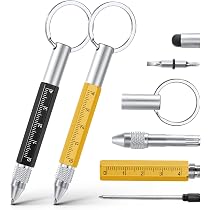 Penna multifunzione 6 in 1 con penna a sfera, pennino touch screen, righello, livella a bolla, cacciavite a testa piatta e Phillips, penna tecnica all-in-one con ricariche di inchiostro (rosso