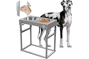 SUNMEYKE Elevated Dog Bowls for Large Dog,Raised Dog Bowls,Adjustable to 8 Heights(2.75" up to 20''),for Large,X/XL Large,Medium,Small Sized Dogs with 2 Stainless Steel Dog Bowls for Food&Water…