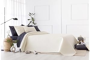 Todocama – Colcha boutí Fina con diseño piqué, para Primavera, Verano, otoño e Invierno, 100% Microfibra Extra Suave, Cubre Cama Multiusos, Cama 150, Beige, 250 x 260 cm