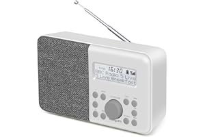 MangoKit MD1 Radio Dab+ Portable I Radios Numériques Secteur et Batterie I Radio Dab I Radio FM I Horloge à Deux Alarmes I ÉNORME **10h** de Batterie I 40 Présélections, Prise Casque I Gris Pierre