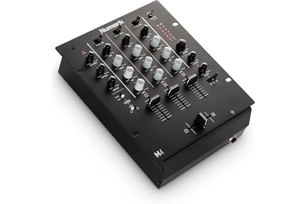 Numark M4 Table de Mixage DJ 3 Voies Pour Platine DJ Montable en Rack avec EQ 3 Bandes, Entrée Micro et Commandes de Crossfader, Reverse et Slope