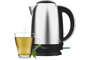 Cecotec Bollitore Elettrico da 1,7L Thermosense 200 Steel. 2200W, Corpo in Acciaio Inossidabile, Base Girevole 360º, Manico Ergonomico a Tocco Freddo, Indicatore Luminoso, Doppio Sistema di Protezione