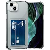 Ehr. iPhone 13 Mini Compatible Camera Protected Card Holder Corners Airbag Design Anti-Shock Transparent Silicone Case (Black, iP