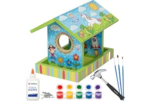 ITA DIY Futterhaus für Vögel zum Zusammenbauen und Bemalen BirdieBuffet - Vogelhaus Komplett Bausatz mit Hammer, Nägeln, Farben zum Bauen und Malen für Kinder - Bastelset für Jungen & Mädchen