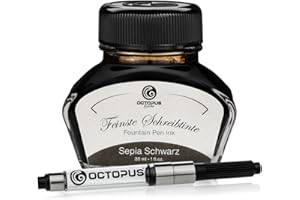 Octopus Fluids Sepia Schwarz - tinta para escribir con convertidor incluido, tinta para pluma estilográfica, 30 ml negro sepia