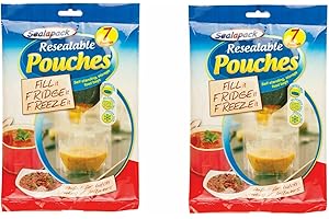 Sealapack 14 x Resealable Food Soup Bag Pouches Fridge Freeze 1L Storage Fruit