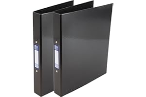Oxford Premium A4 Ring Binders, Charcoal Black, Laminated Paper on Board, 40mm Folders (Pack of 2)