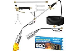 BEBOBLY Propane Torch Weed Burner Kit, Weed Torch High Output 2,400,000 BTU with 11.5FT Hose, Heavy Duty Blow Torch with Flame Control and Button Igniter, Flamethrower for Weeding, Roofing, Snow Melting, BBQ