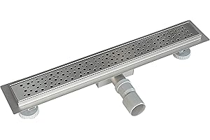 Acezanble Caniveau de Douche Italienne en Acier INOX Siphon Sol d'évacuation pour Salle de Bain Rectangulaire en Modèle O 70 cm