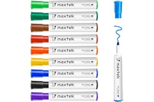 maxtek Whiteboard Markers Bullet Tip, Dry Wipe Pens for White board Flip Chart, Low Odor Whiteboard Pens, White Board Markers Erasable for School Office Home - Assorted Colours (Pack of 10)