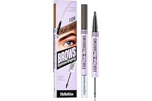 ZUKZYTHEPSOR Matita per sopracciglia 2 in 1, punta ultra precisa, 4 micro-denti, effetto microblading 3D, naturale, tenuta impermeabile 24 ore (marrone scuro 03)