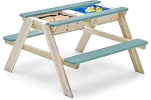 Plum 25078AB1081 Surfside Junior Sand and Water Kids Activity Play Table, Teal, L88 x W89 x H50cm