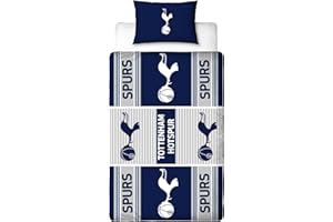 Character World Tottenham Hotspur FC Single Duvet Cover Bed Set – Official Reversible Bedding – Polycotton Spurs Crest Emblem Design