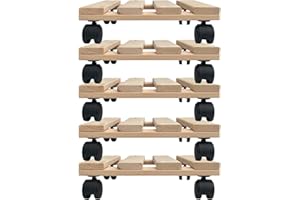 EXPO-BÖRSE GMBH Unbekannt Five Plant Rollers Solid Wood Made of Sturdy Beech Wood Square 30 cm x 30 cm up to 120 kg