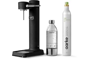 Aarke Carbonator 3, maskin för kolsyrat vatten i rostfritt stål, mattsvart finish + 60-liters cylinder med förnybar CO2