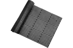 ybaymy Large Entrance Mat Outdoor, 90 X 210cm Heavy Duty Rubber Mat, Long Anti Fatigue Standing Mat Outside, Non-slip Commercial Rubber Floor Mat with Drainage Holes, for Kitchen Garden Pool