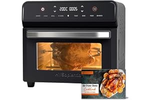 HYSapientia® 24 Litri Forno Friggitrice Ad Aria Calda,Display Digitale,8 Funzioni,1800W friggitrice ad aria fornetto,ricette cartacee [italiano],friggitrice aria in acciaio inossidabile,Girarrosto