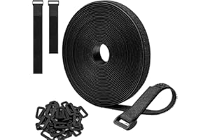 Neodtx Klettband 10m X 2cm Mit 50 Schnalle Klettverschluss Selbstklebend, Frei Zuschneidbar Klett Kabelbinder Wiederverschließbar,Kabelbinder Schwarz 2cm Breit Klettband Selbstklebend Extra Stark