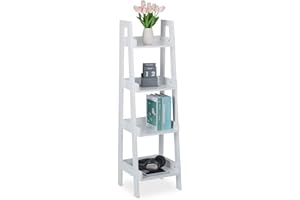 Relaxdays Scaffale a Scala, 4 Mensole, Mobile da Bagno, Cucina, Libreria Bassa, per Piante, HLP: 112x33x30 cm, Bianco