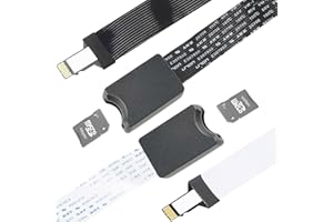 Youmile 2 Stück Micro TF zu Micro SD Karte Verlängerungskabel Leser Adapter Weiches flaches FPC-Verlängerungskabel 46~48 cm Schwarz und Weiß Externer SD-Kartenleser für das Auto