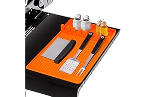 MEKOTRIN Grill Mat for Barbecue, Silicone Griddle Pad Heat Insulation Shelf Grill Side Mat Silicone BBQ Accessories for Barbecue Grill Outdoor (Orange Thick)